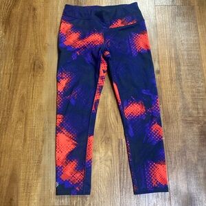 Athleta Electro Sonar Vibrant Cobalt & orange capri leggings size XS